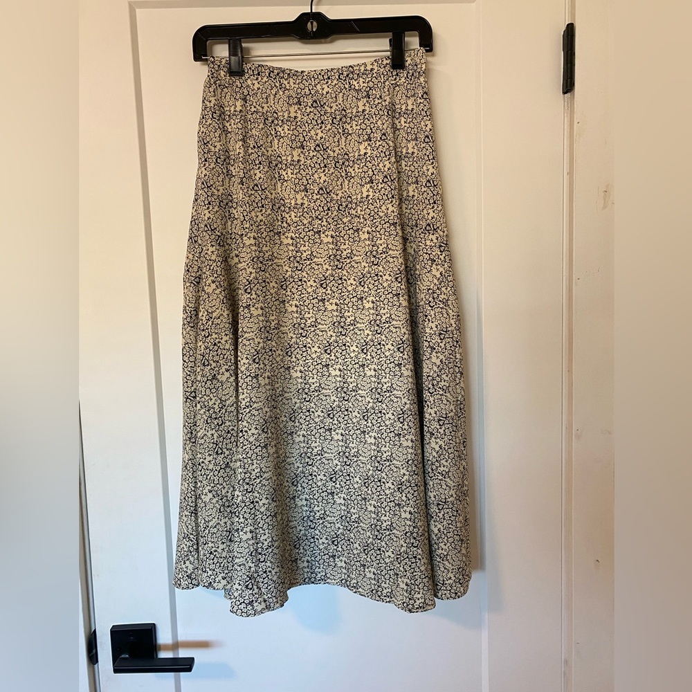 Lush Cream and Black Patterned Midi Skirt